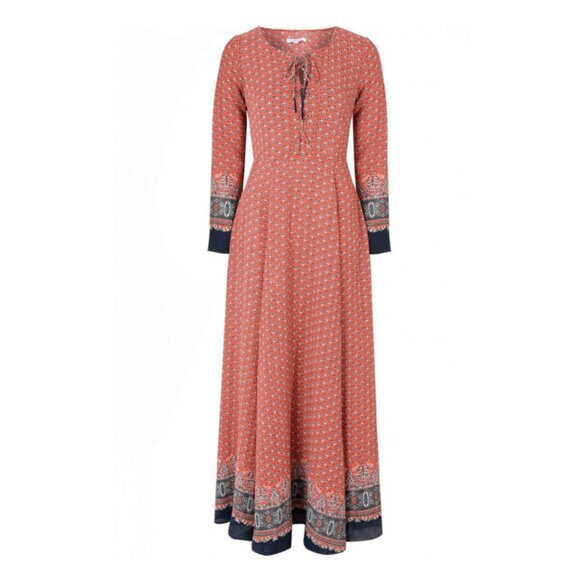 Glamorous  Red & Navy India Print Maxi Dress Size SMALL - Picture 2 of 5